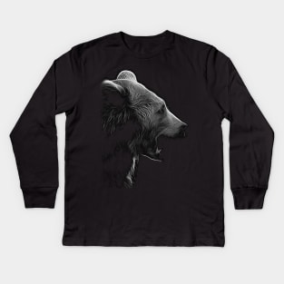 bear, black and white shirt Kids Long Sleeve T-Shirt